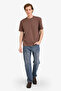 Crew Neck Cross Woven Brown Men's T-Shirt D7912Ax/Bn534 - 2