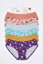 6 pack Plain/Print Full Brief Panty with Inner Elastic Band - 4