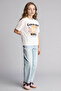 100% Cotton Relax Fit Short Sleeve Ecru Printed T-Shirt Girls G8208A826Sm - 2