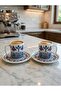 Classic Seljuk Chinese Pattern 2 Person Coffee Cup Set Porcelain 4 Pieces - 6