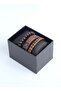 Luxury Leather Bracelet Set for Men - 3 Brown Faux Leather Bracelets with a Stylish Design