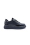 Genuine Leather Men's Black Stylish Sneakers Shoes