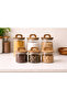 Acacia Lid 6-Piece Glass Jar Set 1300 ml + 650 ml Vacuum Sealed Beans Coffee Food Storage Container - 4