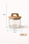 Acacia Lid 6-Piece Glass Jar Set 1300 ml + 650 ml Vacuum Sealed Beans Coffee Food Storage Container - 6