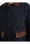 Navy Blue Plus Size Velvet Collar Quilted Women's Coat - 4