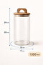 Acacia Lid 6-Piece Glass Jar Set 1300 ml + 650 ml Vacuum Sealed Beans Coffee Food Storage Container - 7
