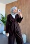 طقم مزدوج مع وشاح بلون بني فاتح - 2