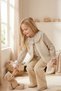Girl's Floral Pattern Shirt Plush Vest and Linen Combination Set - 3