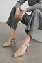 Fest Beige Lace Bead Embellished (8 cm Heel) Pointed Toe Daily Heeled Shoes - 4