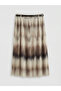 Lcwaikiki Classic Brown Beli Belt Piece Patterned Pleated Skirt - 2