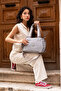Light Gray Women's 5-Compartment Water-Resistant Parachute Fabric Adjustable Crisscross Straps Hand and Shoulder Bag Shoulder Straps - 3