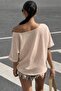 Women's One-Shoulder Off-Shoulder Loose Cotton in Soft-Textured Basic Blouse Summer Stylish T-Shirt 0081 - 6