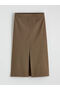 Lcwaikiki Classic Brown Zippered Plaid Slit Skirt - 5