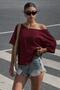 Women's One-Shoulder Off-Shoulder Loose Cotton in Soft-Textured Basic Blouse Summer Stylish Blouse 0081 - 4