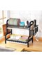 2-Tier Compact Dish Drying Rack - Rust-Proof Kitchen Drainer Set with Board Holder - 5