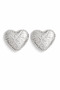 Zeura Silver Heart Figured Surface Rough Design Stylish Earrings - 2
