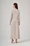 1080 Gold Buckled Draped Long Skirt Set - Stone - 4