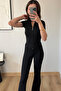 Voga Basic Black Fitness Slim Fit Zippered 2-Piece Sports Leggings Set - 4