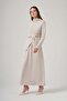 1080 Gold Buckled Draped Long Skirt Set - Stone - 2