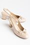 Large Size Women's Short Heeled Shoes, Patent Leather, Stoned, Buckled