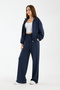 Women's Modal Fabric Zipper Tracksuit Set Waist Ruched Baggy Pants Casual Sports Set - 3