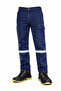 Stretch Fabric Navy Blue Denim Reflective Work Pants – Cargo and Caliper C Pocketed Durable Worker Pants - 3