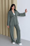 Shawl Collar Drawstring Detailed Comfortable Fit Modal Kimono Hijab Set 3169 - 3