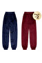 Pack of 2 Velvet Lounge Pants – Navy Blue & Burgundy, Soft, Cozy, Side Pocket, 42 cm - 5