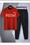 Meow Printed Oversized Tracksuit Set