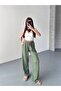Women's Textured Elastic Waist Pocketed Drapey Lace-Up Trousers
