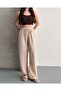 Women's Textured Elastic Waist Pocketed Drapey Lace-Up Trousers