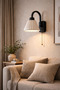 Modern Wall Sconce Black Look with Chain Switch E27 Compatible Minimal Design - Electric