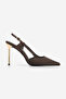 Women's Stiletto Open Back and Side Gold Painted Heeled Thin Heeled Shoes Rigen Brown Satin
