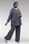 67038 Large Size Men's Collared Muslin Trouser Suit - Anthracite - 5