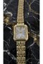 Vintage Model Gold Color Rectangular Case White Dial Straw Band Women's Watch - 5