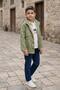 Boy's Linen Trench Coat Shirt T-Shirt Pants Set Tkm7588 - 2