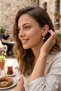 Plum Baguette Stone Pearl Dangle Heart Earrings Rose Gold Stainless Steel Women's Earrings - 2
