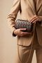 Brown Gold Braided Leather Chain Metal Cover Clutch Bag - 2
