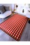 Timeless Red White Checked Patterned Woven Base Modern Decorative Rug Sdt315 - 3
