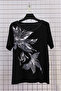 Women's Plus Size Stretch Fabric Crew Neck Leaf Printed Stone Short Sleeve Mom T-Shirt Combed Cotton Blouse - 2