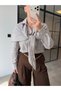 Shawl-Detail Plaid Shirt Brown - 2