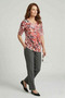 Women's Plus Size Lycra Crew Neck Patterned Short Sleeve Mom T-Shirt Combed Cotton Blouse - 5