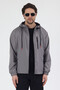 Men's Smoked 3 Pocketed Wind and Rain Resistant Regular Fit Raincoat - 4