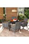 5 Piece Garden Dining Set with Cushions Poly Rattan Grey
