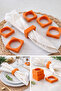 8 Orange Square Napkin Rings (Made of Hard Plastic)