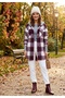Hooded Lumberjack Shirt Jacket - Burgundy and White Plaid Pcs. |   Oversized Comfortable Fit