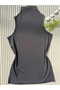 Women's 4-Pack Modal Fabric Zero Sleeve Stitch-Free Half High Neck Blue, Powder, White, Black T-Shirt-Blouse - 6