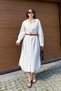 Women's Linen Textured Belt Piece Summer Midi Woven Dress - 5