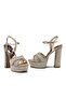 High Heeled Women's Ankle-Tie Stone Embellished Crossed Evening Dress Platform Shoes 22010 - 5