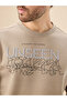 Chest Typography Regular Fit Three Thread Fleece Beige Sweatshirt - 4